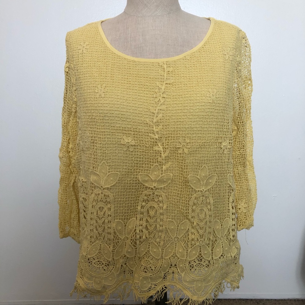 Yellow crochet/lace top